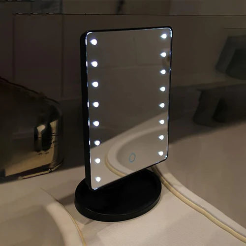 Espejo LED Para Maquillaje Mujer Rota 360° Gran Tamaño Color Negro