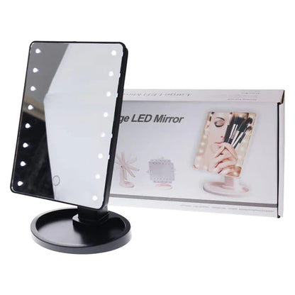 Espejo LED Para Maquillaje Mujer Rota 360° Gran Tamaño Color Negro