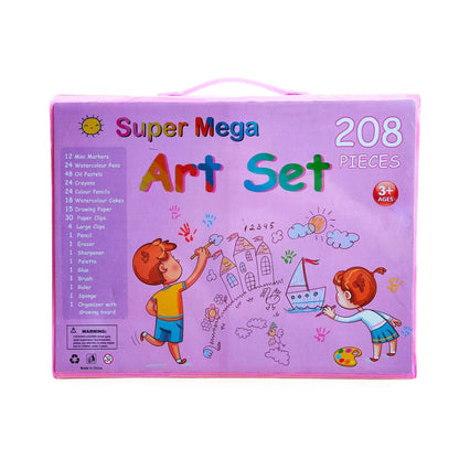 Set De Arte y Dibujo Crayones, Lápices, Plumones, Acuarelas 208 Piezas Y Maleta Para Niños y Niñas