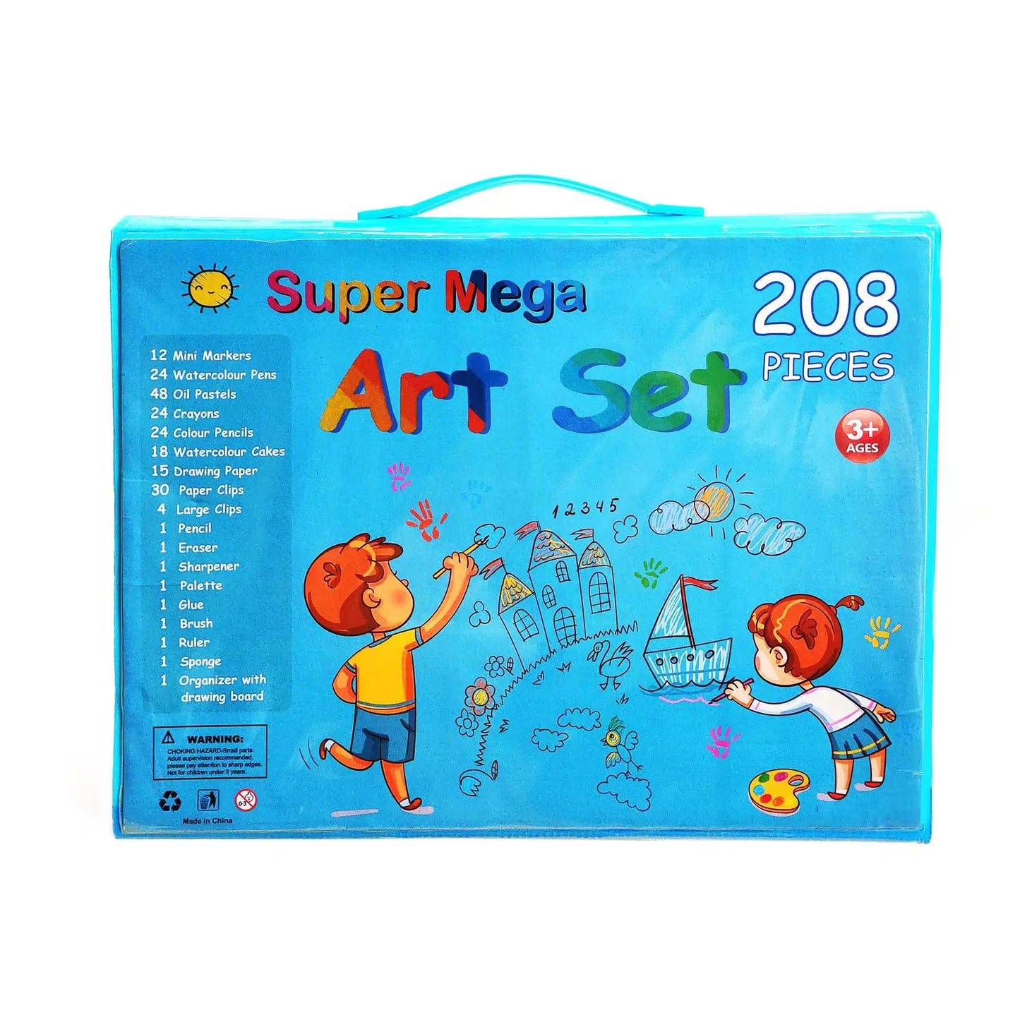 Set De Arte y Dibujo Crayones, Lápices, Plumones, Acuarelas 208 Piezas Y Maleta Para Niños y Niñas